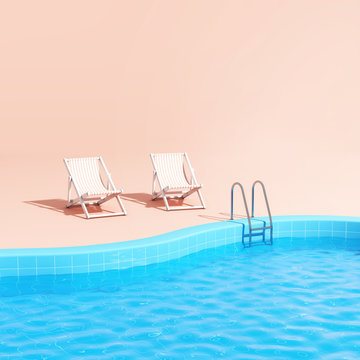 Swimming pool with lounge chairs