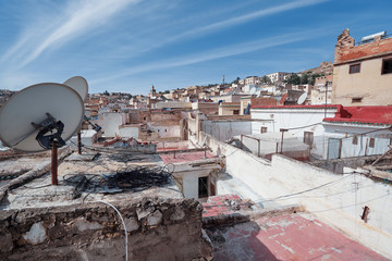 The ancient city. Rooftos of old houses in medina of Fes, Morocco.