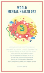 World Mental Health Day Poster. Mental Growth. Clear your Mind. Positive Thinking. Vector - Illustration