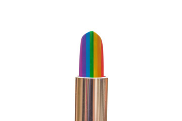 lipstick isolated with the colors of the gay flag lgtb