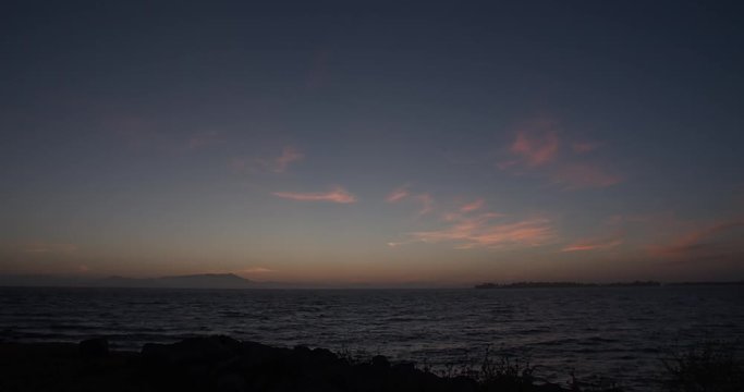 San Francisco Bay sunset timelapse with clouds and water from Berkeley Marina