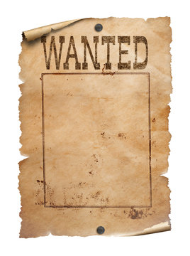 Wanted poster on white background