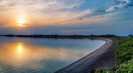Fototapeta premium Beautiful lake Mietkow in Southern Poland near Wroclaw