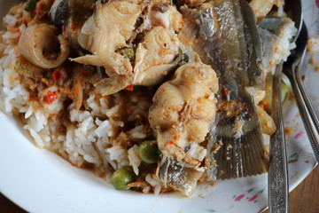 Catfish curry with rice thai food