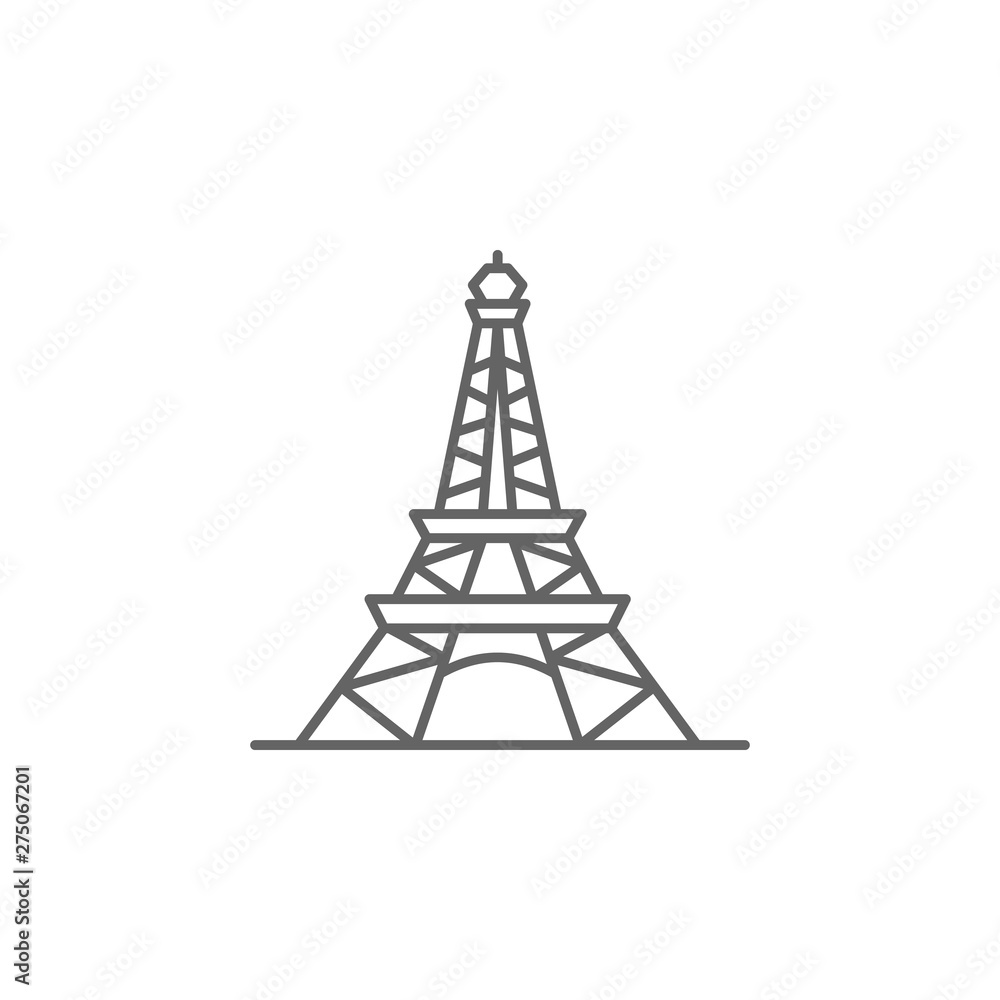 Poster eiffel, france, tower icon. element of paris icon. thin line icon for website design and development