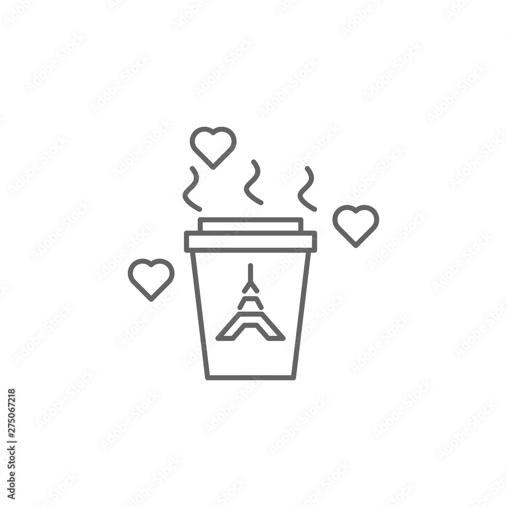 Poster coffee, cup icon. element of paris icon. thin line icon for website design and development, app deve