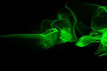 Green smoke abstract on black backgroud