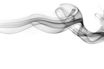 Black smoke abstract on white background, fire design
