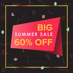 Summer sale banner template, aerial view of summer beach background with umbrellas, Promo badge for your seasonal design. 