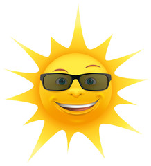 Sommer Sonne mit Sonnenbrille lachend Cartoon Comic Vektor isoliert