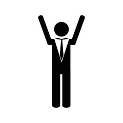 happy business man with raised arms pictogram vector illustration EPS10