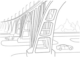 Linear architectural sketch arches viaduct 