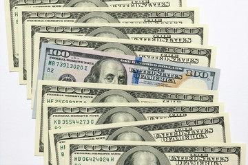 Us $ 100 bills. Color banknote of the latest series can be seen in the many denominations of the...