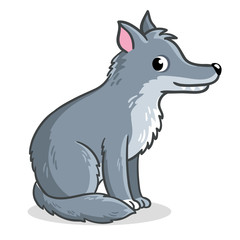 Wolf sits on a white background. Vector illustration