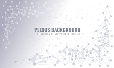 Abstract plexus background with connected lines and dots. Wave flow for your visit card or flyer background. Vector illustration.