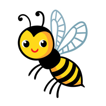 Cute wasp on a white background. Vector illustration with insect