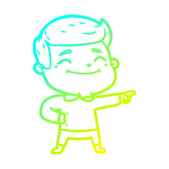 cold gradient line drawing happy cartoon man