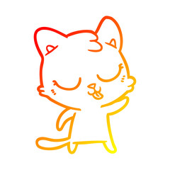 warm gradient line drawing cartoon cat hissing