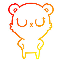 warm gradient line drawing peaceful cartoon bear