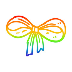 rainbow gradient line drawing cartoon tied bow