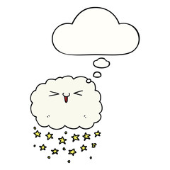 happy cartoon cloud and thought bubble