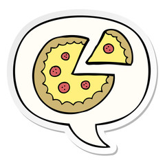 cartoon pizza and speech bubble sticker