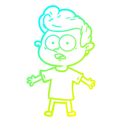 cold gradient line drawing cartoon staring man