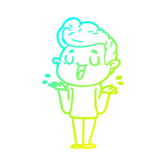 cold gradient line drawing happy cartoon man