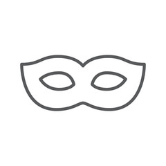 Carnival mask line icon. Minimalist icon isolated on white background. Mask simple silhouette.