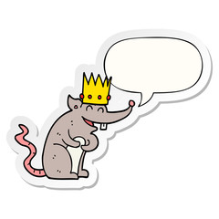 cartoon rat king laughing and speech bubble sticker