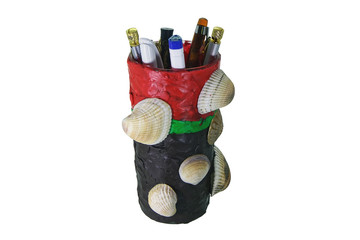 Homemade plasticine stand holder for ballpoint pens