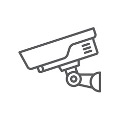 Security camera line icon. Minimalist icon isolated on white background. CCTV simple silhouette.