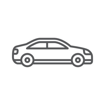 Car line icon. Minimalist icon isolated on white background. Car simple silhouette.