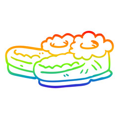 rainbow gradient line drawing cartoon old slippers
