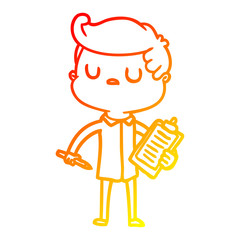 warm gradient line drawing cartoon aloof man