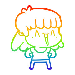rainbow gradient line drawing cartoon woman