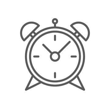 Alarm clock line icon. Minimalist icon isolated on white background. Clock simple silhouette.