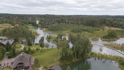 Fototapeta na wymiar Amatciems lake Aerial drone top view Latvia