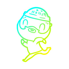 cold gradient line drawing cartoon bearded man
