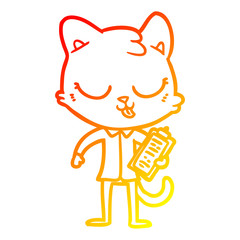 warm gradient line drawing cartoon cat