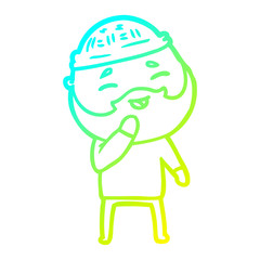 Fototapeta premium cold gradient line drawing cartoon happy bearded man