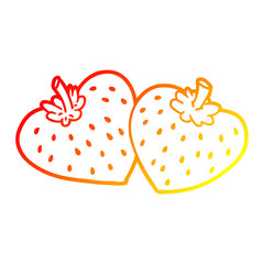 warm gradient line drawing cartoon strawberries