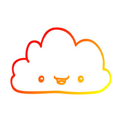 warm gradient line drawing cartoon tiny happy cloud