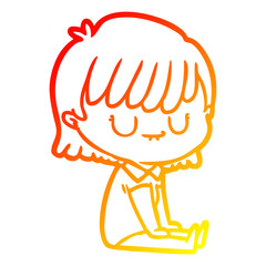 warm gradient line drawing cartoon woman