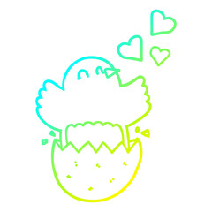 cold gradient line drawing cute hatching chick cartoon