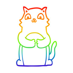 rainbow gradient line drawing cartoon cat