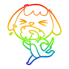 rainbow gradient line drawing cute cartoon dog barking