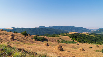 Fototapeta premium Hay stack on a hillside