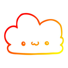 warm gradient line drawing cute cartoon cloud