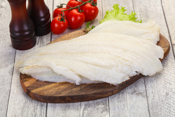 Raw halibut fillet